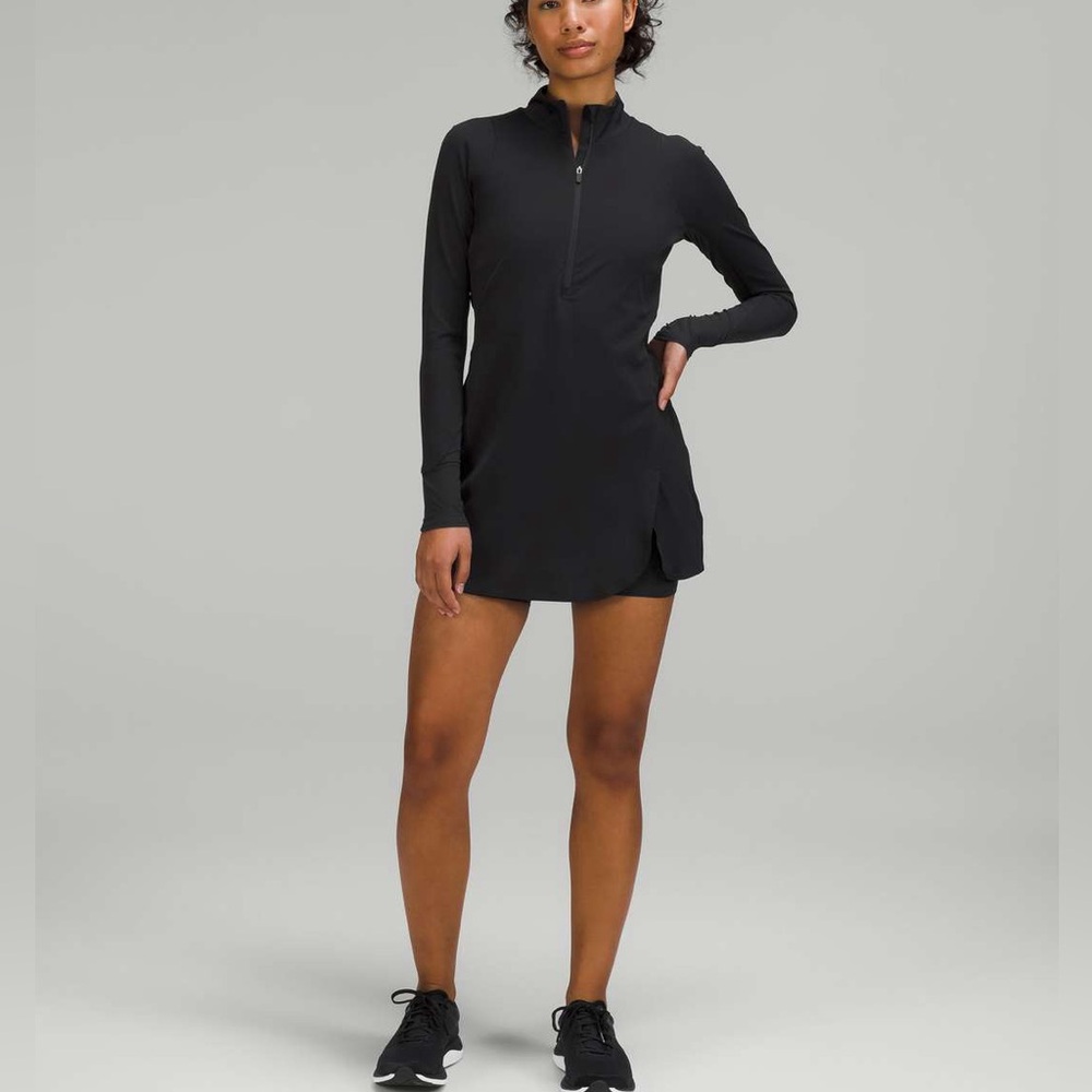 New $148 Lululemon Nulux Long Sleeve Tennis Dress Size 4 Black
